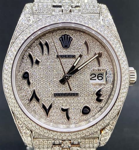 arabic dial iced out rolex|rolex datejust iced out 41mm.